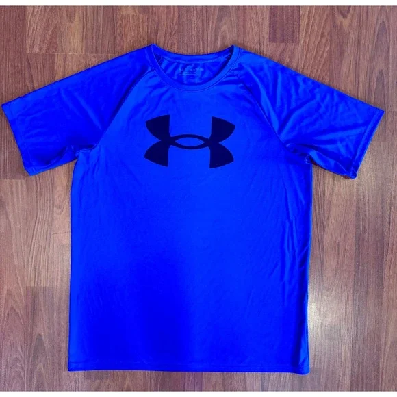 Under Armour Boys Royal Blue HeatGear Loose Fit Logo Graphic T-Shirt YXL