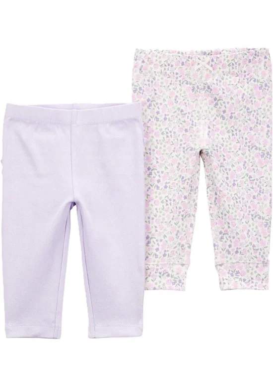 Carters Baby Girls' Lavender Floral & Solid Legging Set - 12M