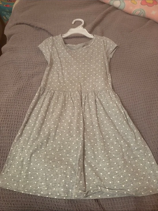 Carter's Gray Dress with White Heart Print