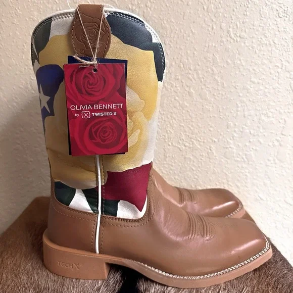 NEW Twisted X Olivia Bennett 9B Decatur Texas Western Tech X Boots‎ Rose WXTR003