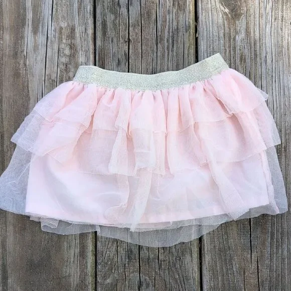 Carter's 18 Month Pink Ruffled Tutu With Gold Glitter Waist
