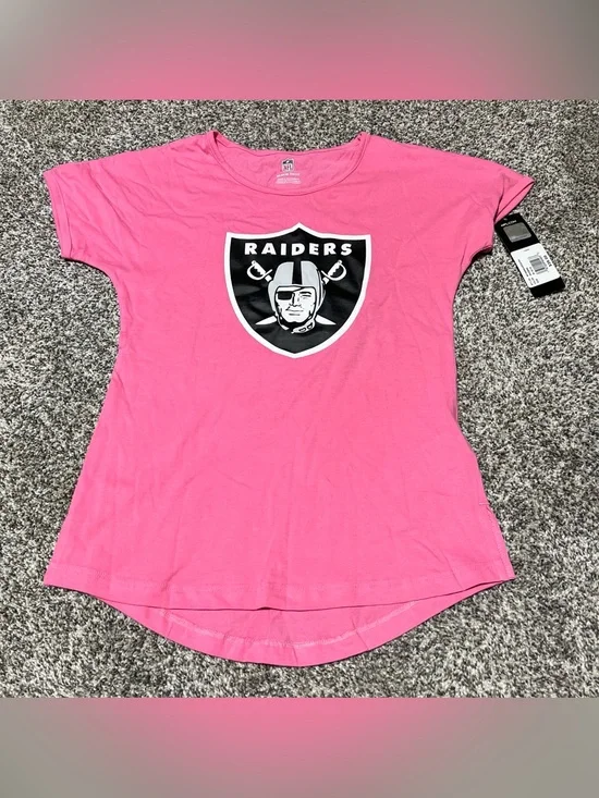 Las Vegas Raiders Girls T-shirt NFL Team Apparel Pink Size 10-12 New With Tags