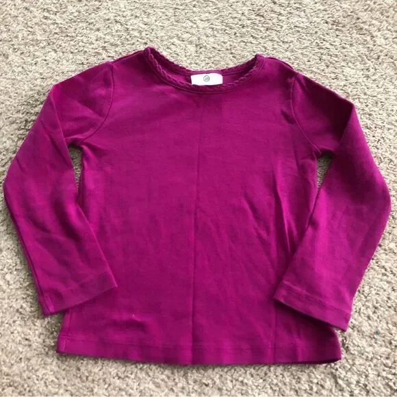 Hanna‎ Andersson Pima Cotton Tee Girls 4 Purple Long Sleeve Crewneck
