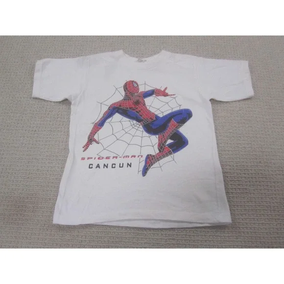 Spider-Man Shirt Boys 10-12 White Cancun Graphic Souvenir Marvel T-Shirt‎ Tee