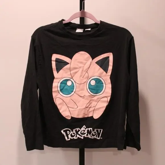 Zara Pokemon Jigglypuff‎ Long Sleeve T-Shirt Black 13-14 Unisex