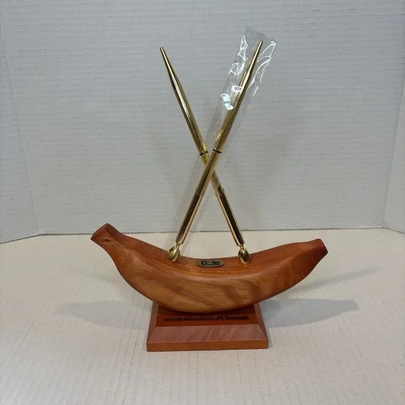 Dole North America's #1 Bananas Wooden Desk Pen & Pencil Holder NEW RARE