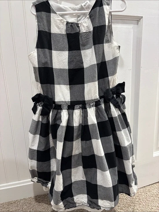 Carter's Black and White Buffalo Check Sleeveless Dress with Side Bows