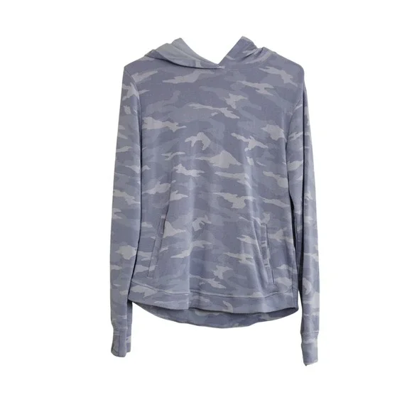 Athleta Girl Size 16 XXL Purple Camo Hoodie Modal Blend Thumbhole Pullover