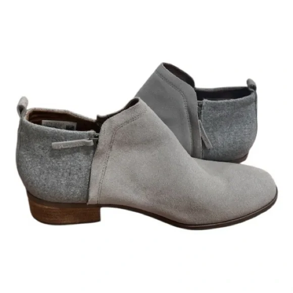 TOMS Women's Gray Suede Ankle Booties Size 12 Zip Up Like New‎