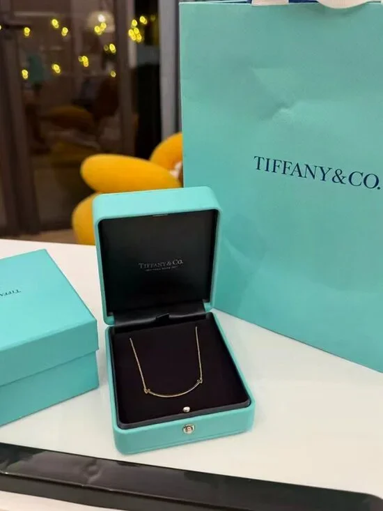 Tiffany & Co Mini T Smile 18K Yellow Gold Adjustable Chain Necklace