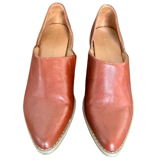 Cynthia Rowley‎ Eddie Cognac Brown D'Orsay Block Heel Booties Womens 7.5M