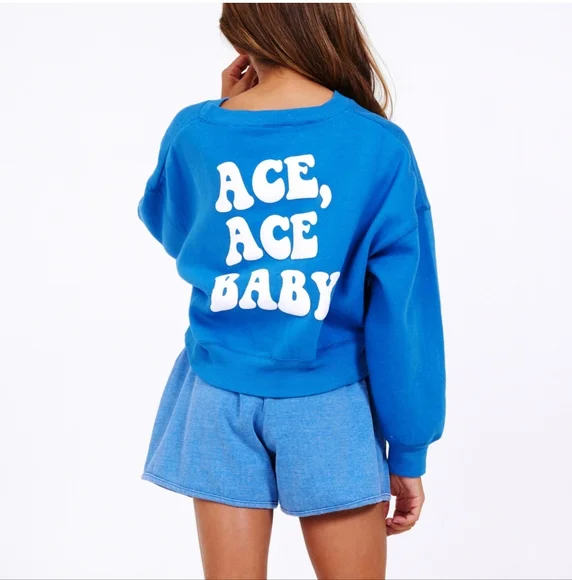 NWT Vintage Havana Girls Ace Ace Baby Cropped V-Neck Sweatshirt Size 7/8