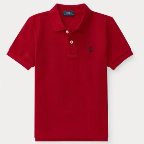 Vintage Polo Ralph‎ Lauren Boys’ Sz 5 RL Red Iconic Mesh Knit Polo Shirt