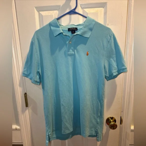 Polo Ralph Lauren Boys XL (18-20) Polo Aqua‎ Blue Short Sleeve 100% Cotton