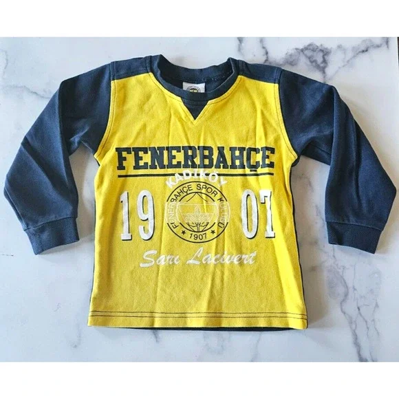 Fenerbahce Sweatshirt‎ Boys 3 Yellow 1907 College Football Soccer Rugby Shirt
