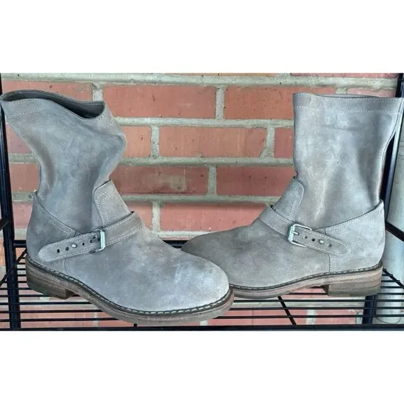 Rare Rag & Bone  Gray Oliver Suede Pull-on Mid-calf Booties Size 36.5 / Néw