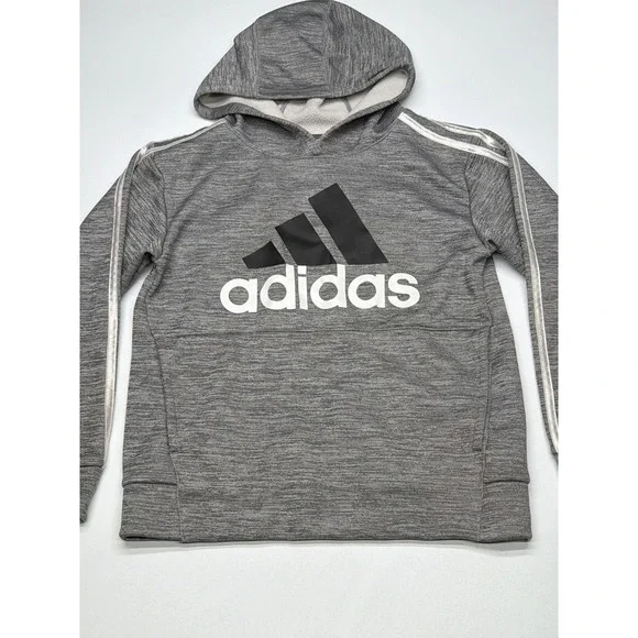 Kids‎ Adidas Gray Heather Logo Hoodie Pullover Sweatshirt Size S