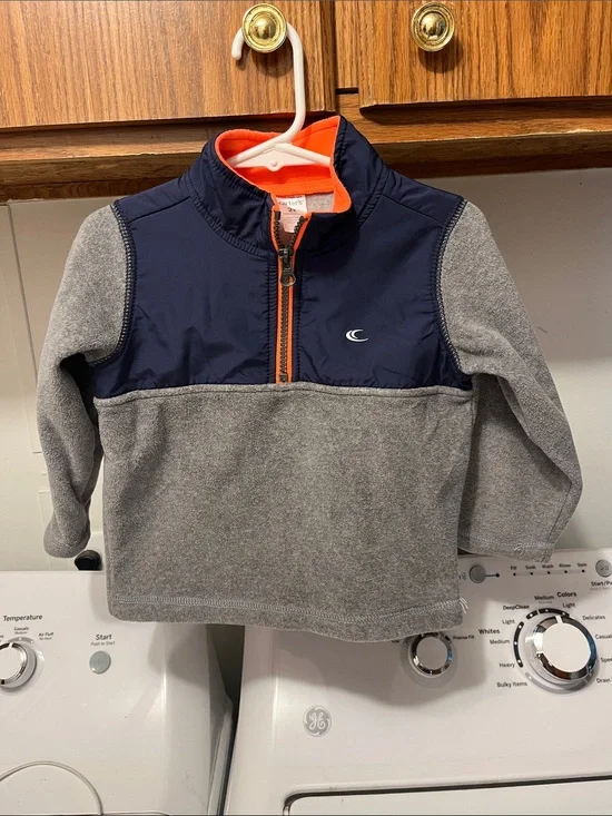 Carter's Gray & Navy Half-Zip Pullover with Orange Trim