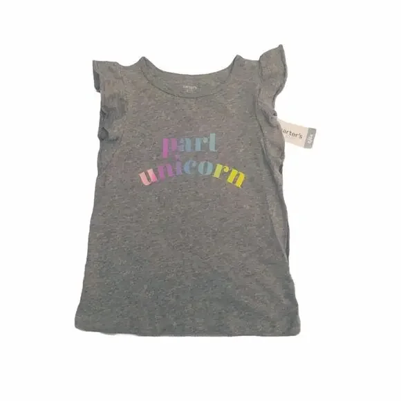 Carter's Girls Graphic  Short Sleeve Part Unicorn Tee Sz 6/6x