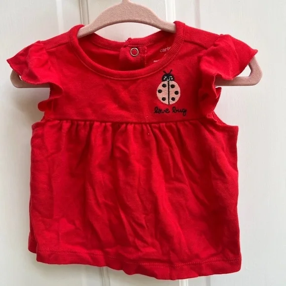 NWOT Carter’s 6M Red Love Bug Girls Top Blouse