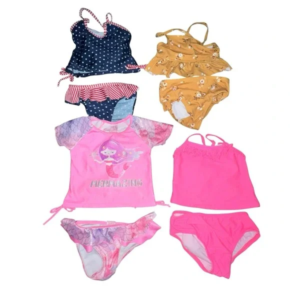 Bundle Of 4 Toddler Girl 2 Piece Bathing Suits 18 Months Beach Stars Mermaid USA