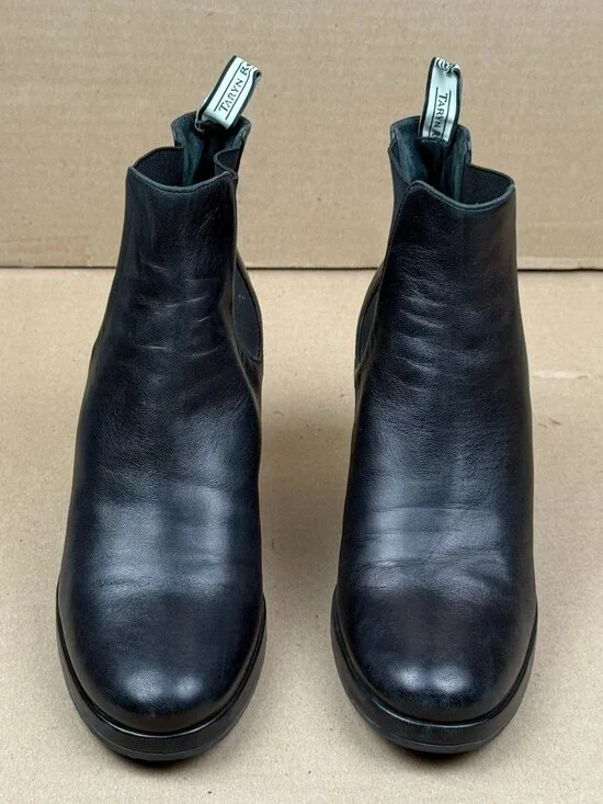 Taryn Rose Black Leather Chelsea Wedge Ankle Boot Women US 5 EU 35 Made In Italy