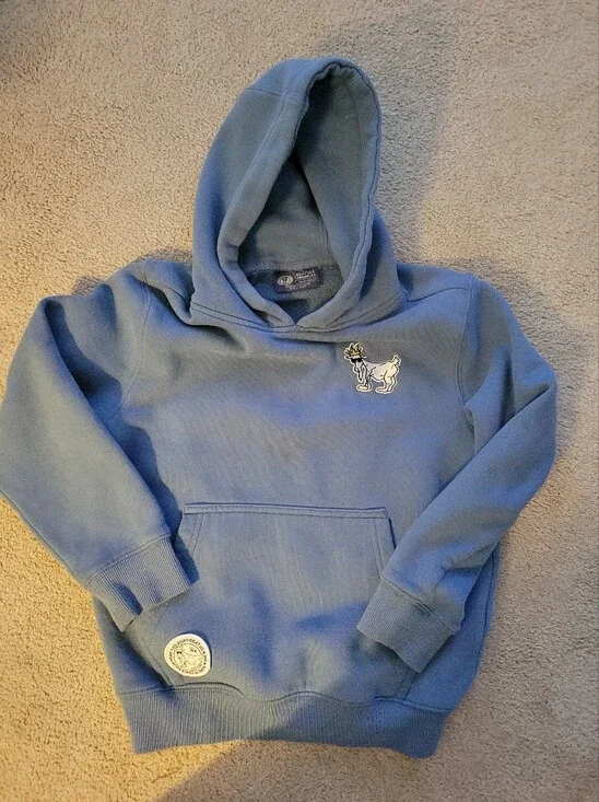 Goat Blue Pullover Hoodie with Cute Patch