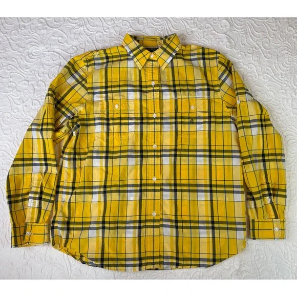 Lauren Ralph Lauren Kids Youth Yellow Blue White Plaid Long Sleeve‎ Shirt Size L