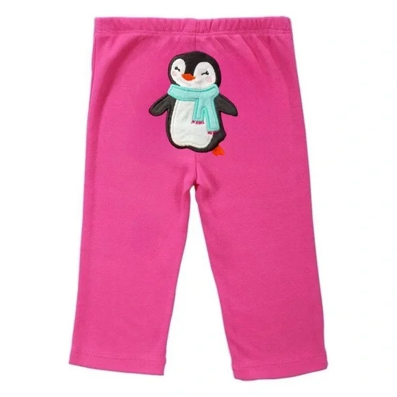 Pink Pull On Pants with Penguin Graphic