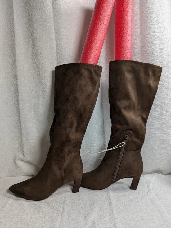 A New Day - Women's - Faux Leather - Zipper Knee Dress Boots Stiletto High Heel