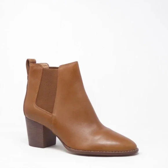 NEW Madewell Womens Regan Chelsea Boots Tan Brown Leather Block Heel Size 10