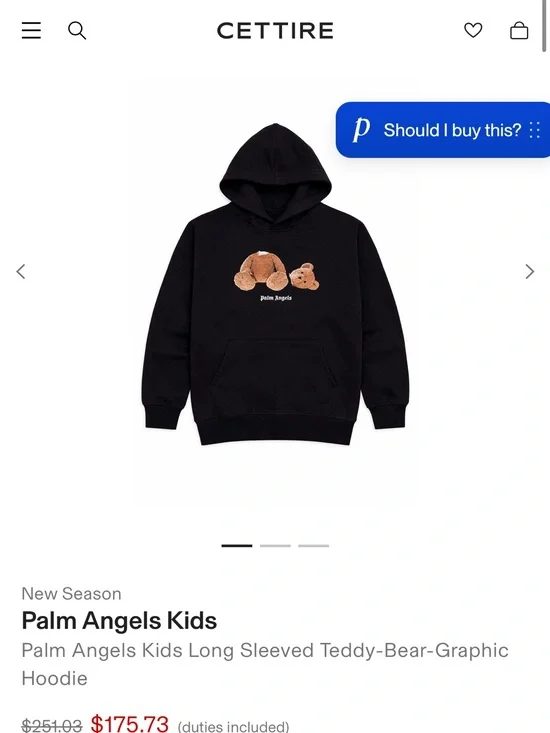 Palm Angels Black Hoodie with Brown Teddy Graphic