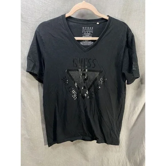 Guess Shirt Boys Large Black Logo Short‎ Sleeve Pullover Tee Youth.