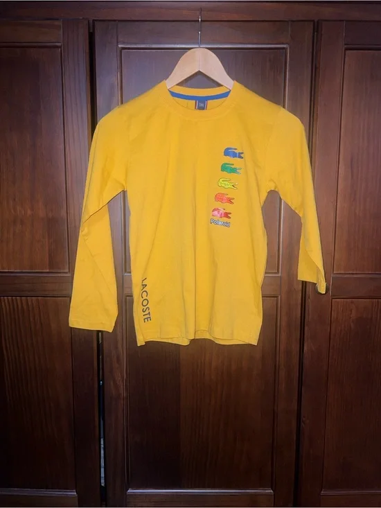 Lacoste x Polaroid Collaboration Long Sleeve Yellow T-Shirt Size 30 (XS)