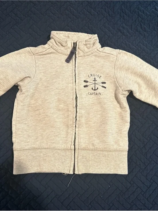 Cruise Captain Zip-Up Sweater Jacket Light Grey size 9 Months Cotton Carter’s