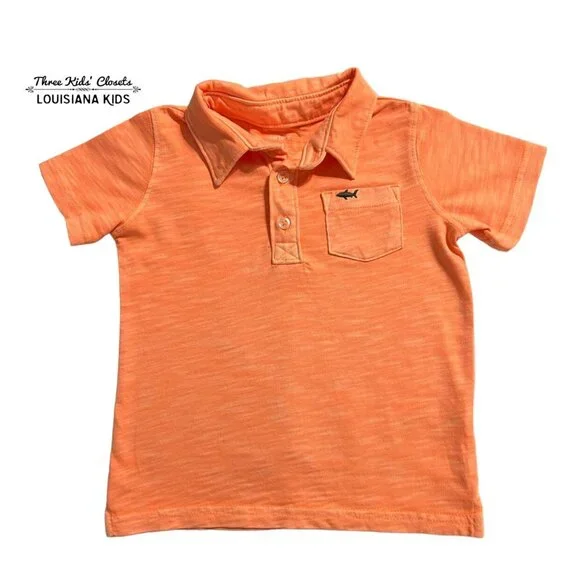 Carter's 24m Orange Shark Slub Cotton Polo Shirt