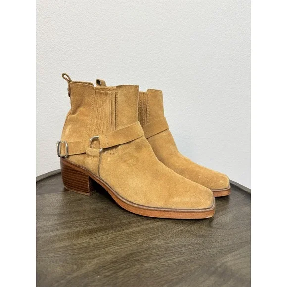 Sam Edelman Bellamie Boot Women's Size 10 Camel Suede‎ Western Harness Ankle