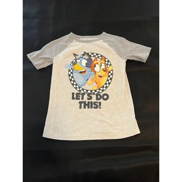 Jumping Beans Bluey & Bingo Lets Do This Raglan Graphic Tee Gray Size 7