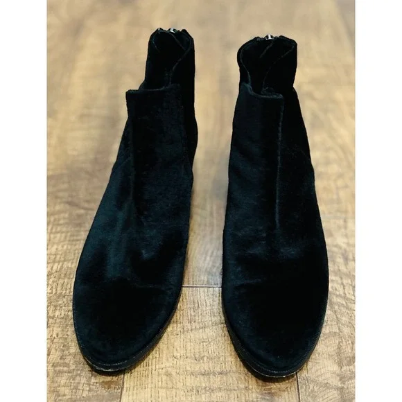 Ethem Black Velvet Ankle Boots Anthropologie Low‎ Heel Chic Fashion Shoes 6.5