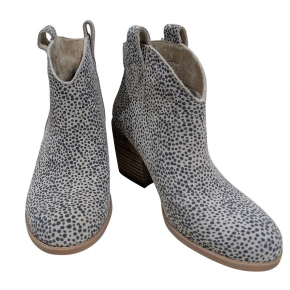 NEW Toms Boot 6 Constance Heeled Mini Cheetah Suede Ankle Boots Western‎ Vibe