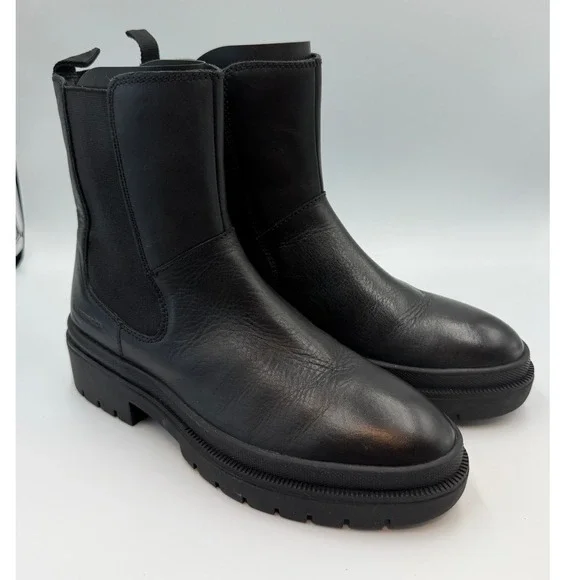 Cougar Women's Black Swinton Leather Waterproof Chelsea Lug Sole Boots 10