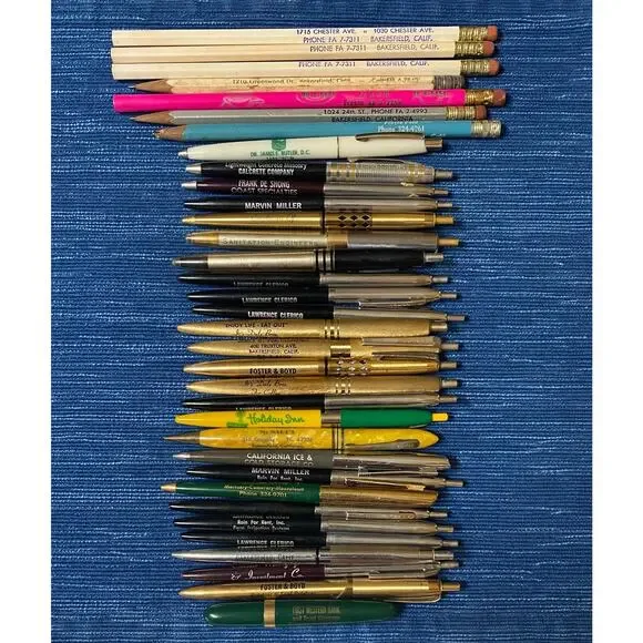 VTG Old Pen Pencil Lot x33 All from Bakersfield California Store Advertising 15B