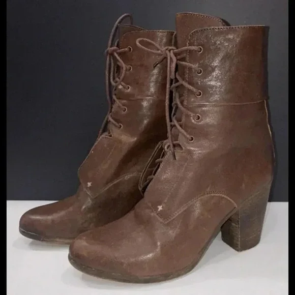 Rag & Bone Heeled Brown Boho Classic Designer Lace Up Italian Leather Boots 39.5