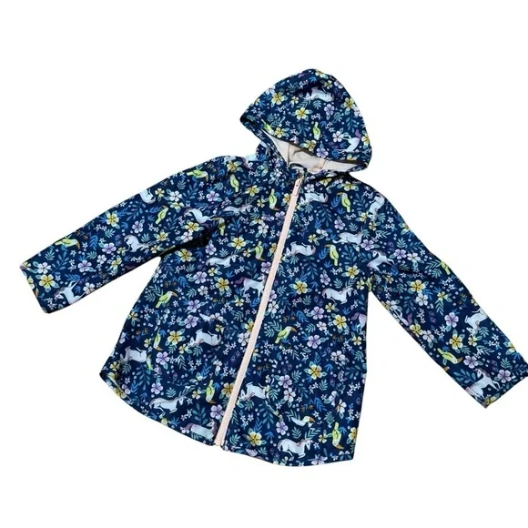 Carter’s Floral Unicorn Windbreaker Hooded Jacket Rain Girls M 5-6
