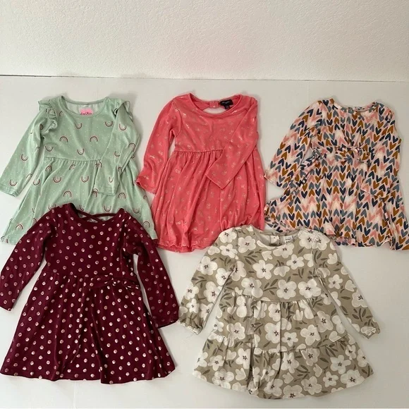 Carter's Bundle Multicolor Baby Girls Longsleeve Dress Collection‎ 18-24 Months