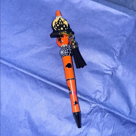 Halloween Themed Orange Pen with Charms