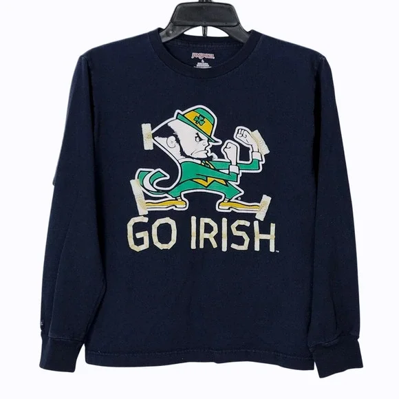 Jansport Notre Dame Fighting Irish GO IRISH‎ Long Sleeve Shirt Youth Large Navy