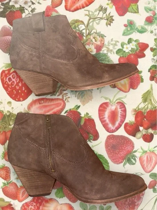 Frye Suede Leather Reina Ankle Booties