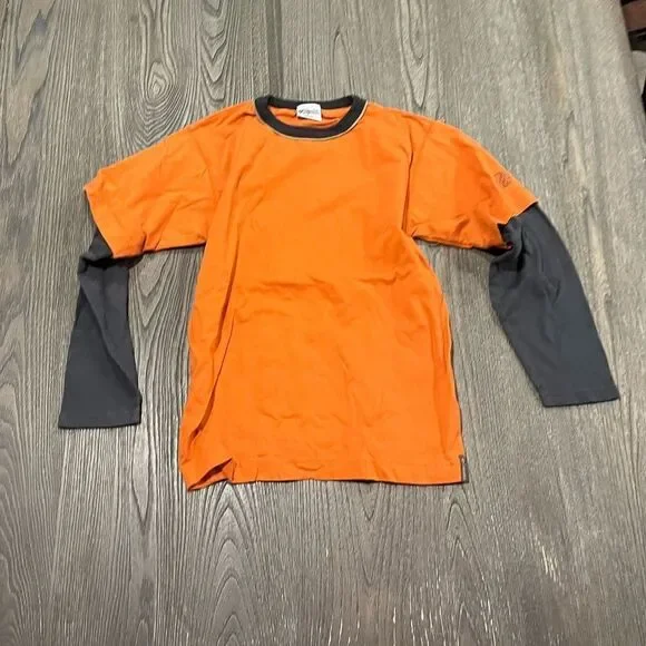 Columbia Kids Orange Gray Long Sleeve T-Shirt Size M