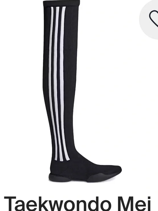 Jeremy Scott x Adidas Black and White Knee-High Sport Socks Booties